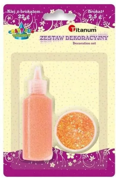 Klej z brokatem neonowy pomarańczowy w słoiczku - tantis.pl