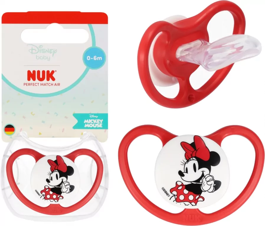 NUK. Perfect Match. Smoczek z silikonowym smoczkiem. Miki. Czerwony - tantis.pl