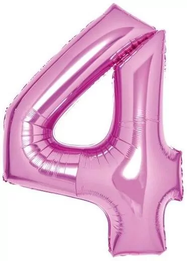 Balon foliowy cyfra 4 różowa 51x66cm - tantis.pl