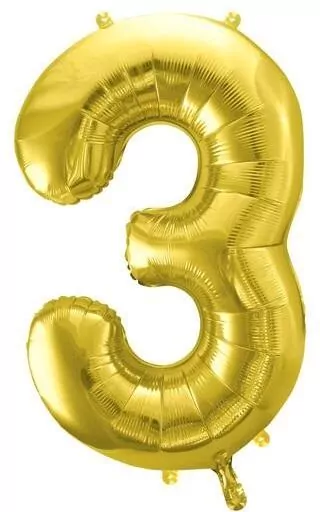 Balon foliowy cyfra 3 72cm jasny złoty - tantis.pl