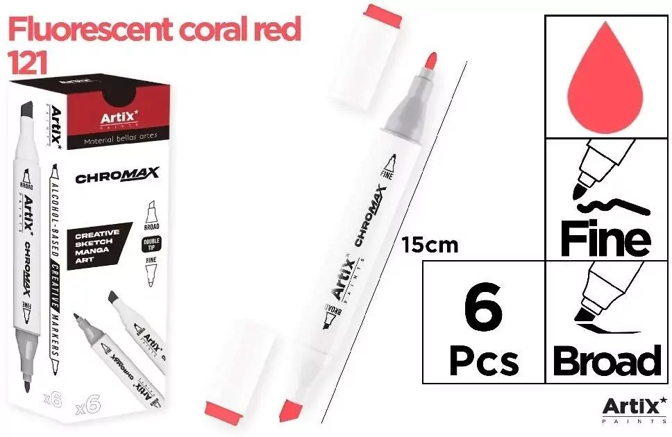 Marker Chromax z 2 końcówk. fluor coral 121 - tantis.pl